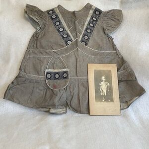 Antique Little Girl’s Apron With Photo of Original Owner Wearing It